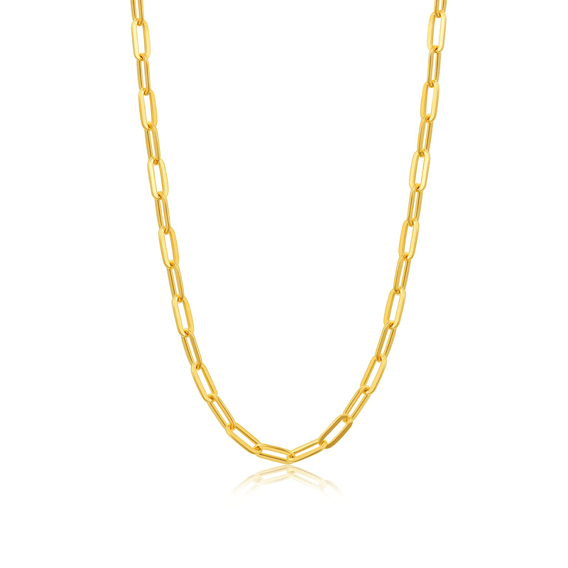 10K Gold Paperclip Chain Necklace-1