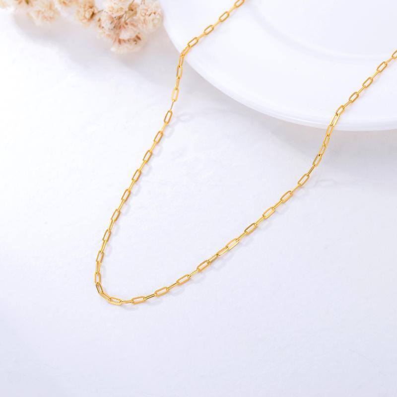 10K Gold Paperclip Chain Necklace-3