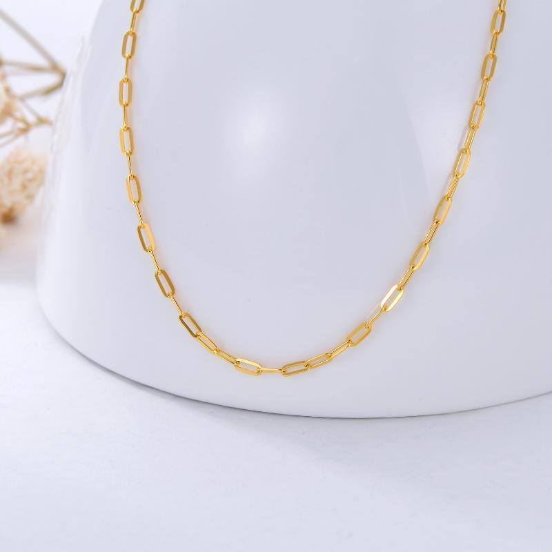 18K Gold Paperclip Chain Necklace-4