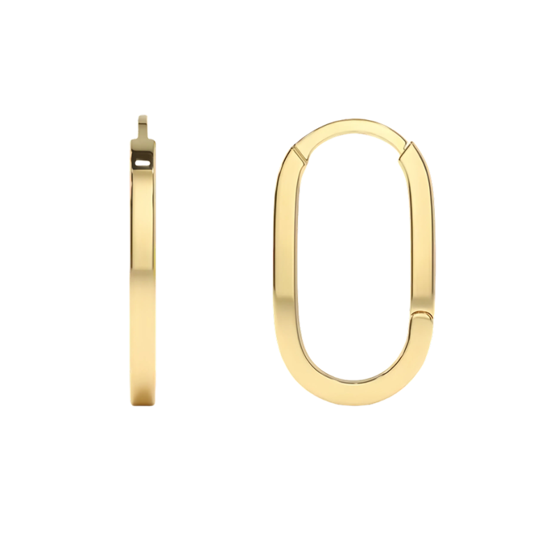 10K Gold Paperclip Hoop Earrings-5
