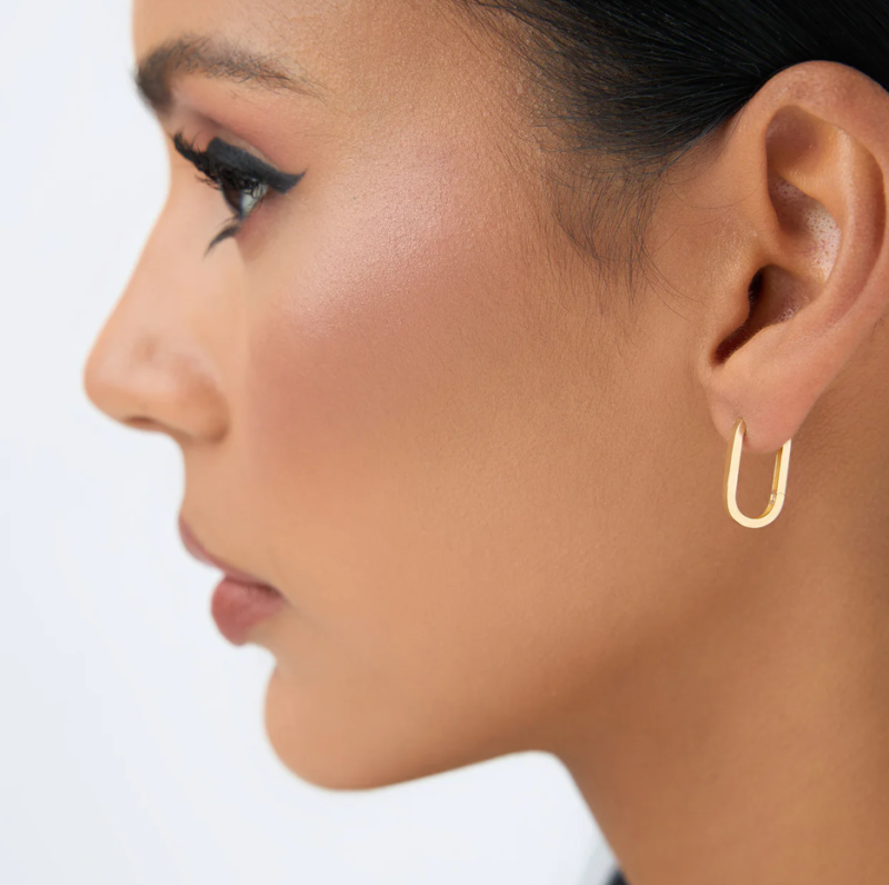 14K White Gold Sisters Hoop Earrings-3