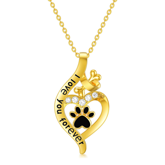 Gouden Vermeil Paw Bone Infinity Symbool Ketting met Gegraveerd Woord voor Vrouwen