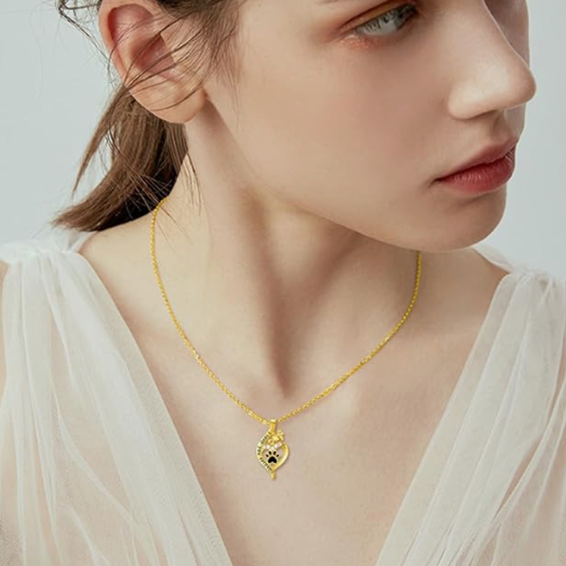 Collar con símbolo de infinito en hueso de pata de oro vermeil con palabra grabada para mujer-3