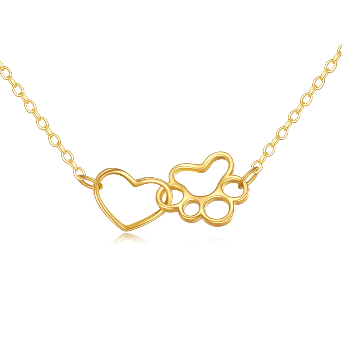 Gold Vermeil Paw & Heart Necklace for Women-1