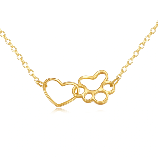 Gold Vermeil Paw & Heart Necklace for Women-3