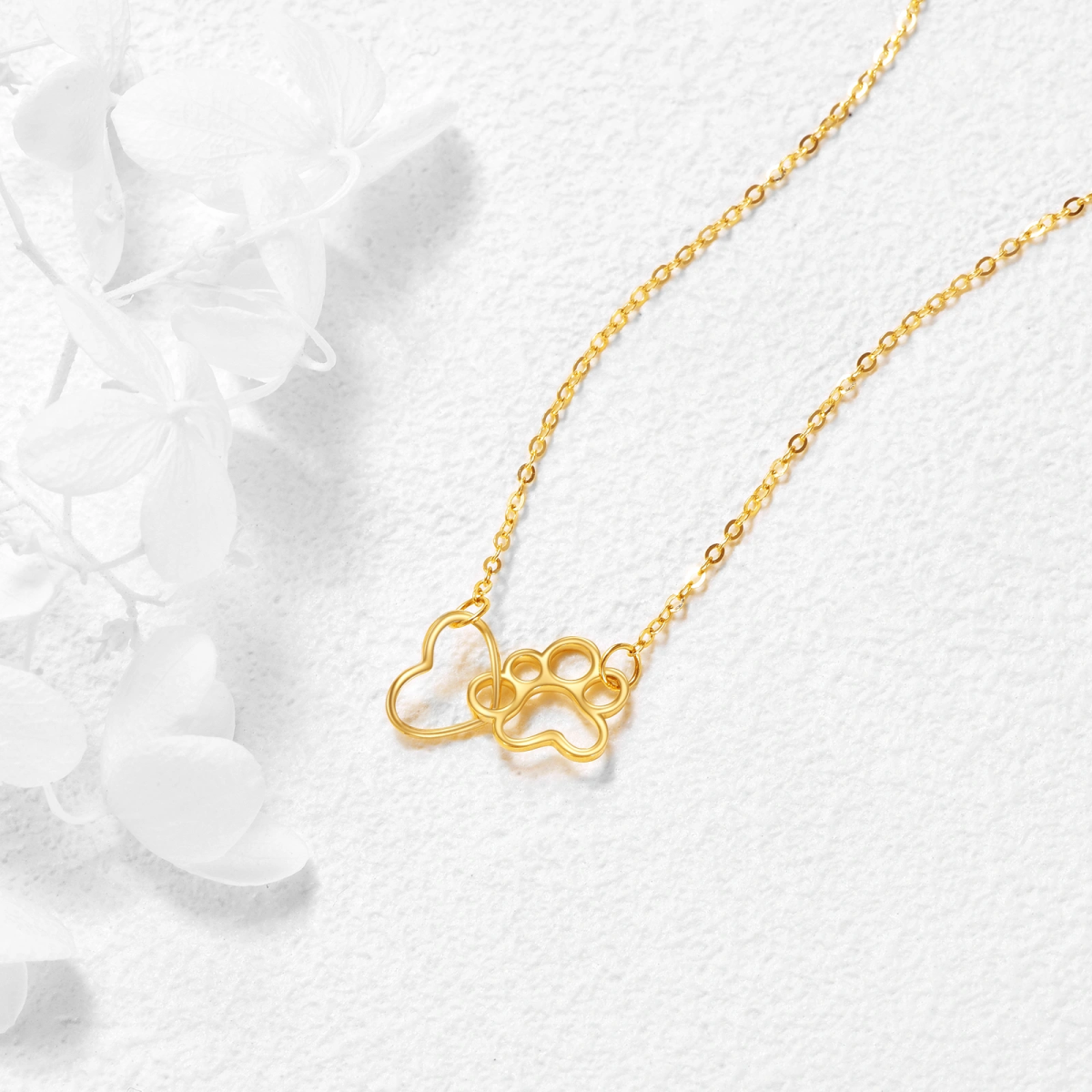 Gold Vermeil Paw & Heart Necklace for Women-3