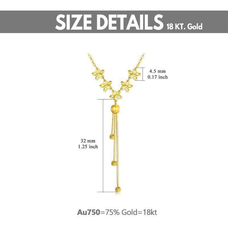 10K Gold Peach Blossom & Bead Pendant Necklace-6