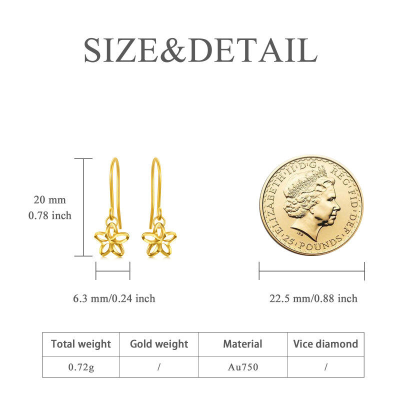 Brincos em ouro 10K em forma de flor de pêssego-6