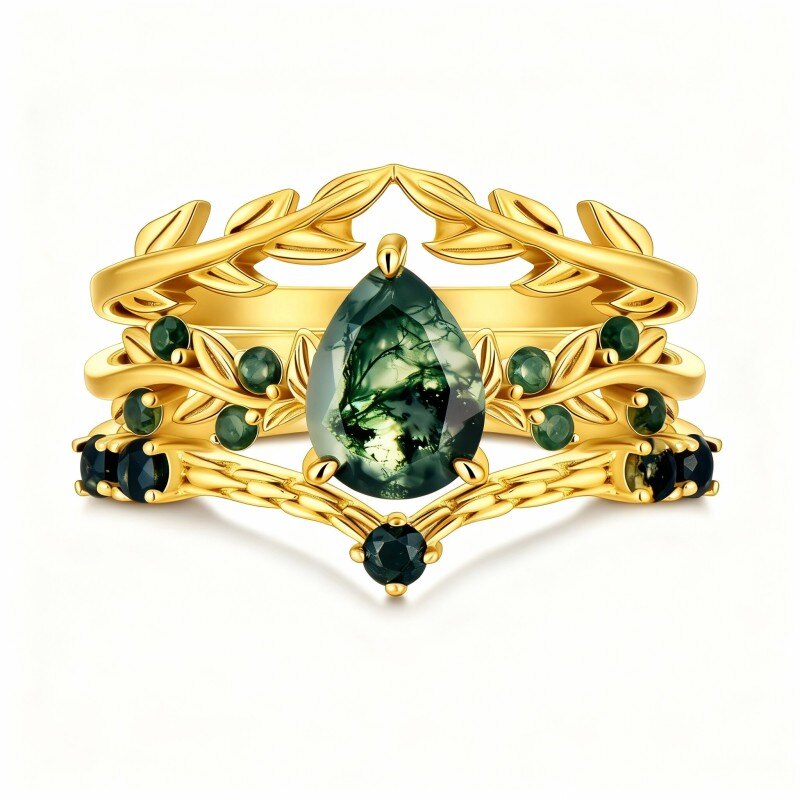 18K Gold Pear Cut Bridal Set-1