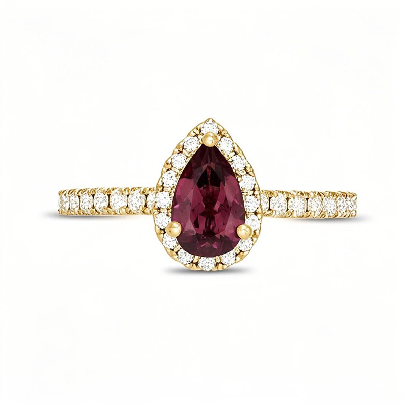 10K Gold Pear Cut Custom Engagement Ring Gemstone Anniversary Rings-1