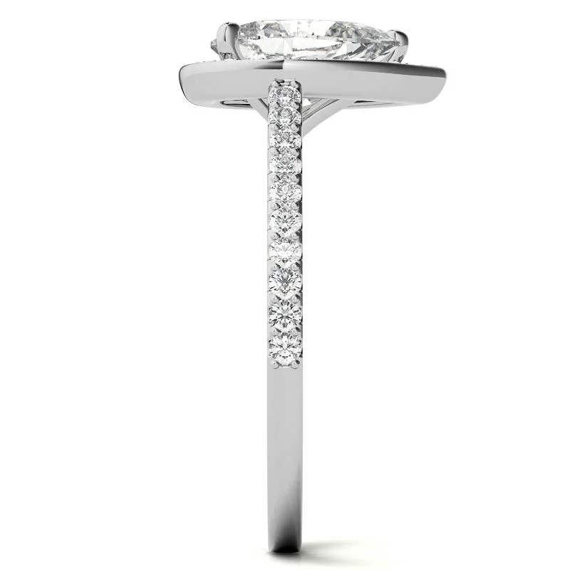 Anillo de compromiso de oro de 14 quilates con halo de moissanita talla pera-6