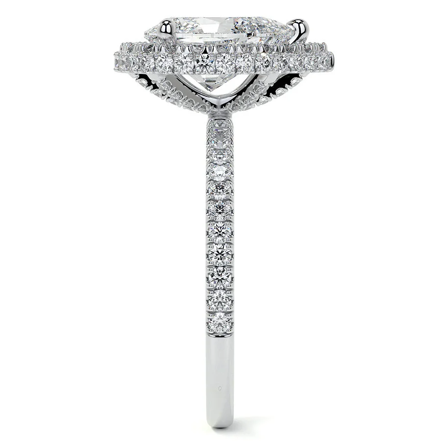 18K Gold Pear Cut Halo Moissanite Engagement Ring-6