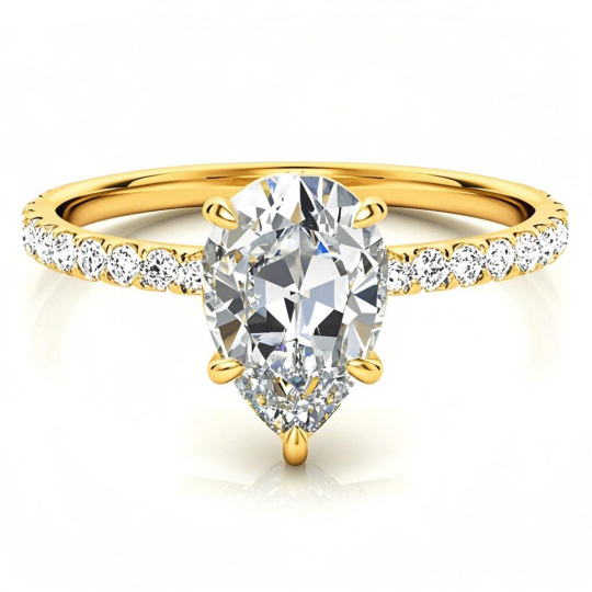 10K Gold Pear Cut Moissanite Engagement Ring