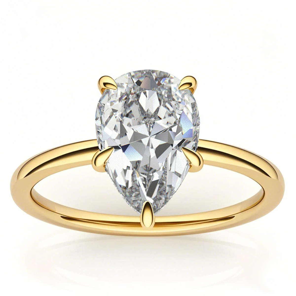 Anello di fidanzamento con moissanite solitario taglio a pera in oro 10 carati-1