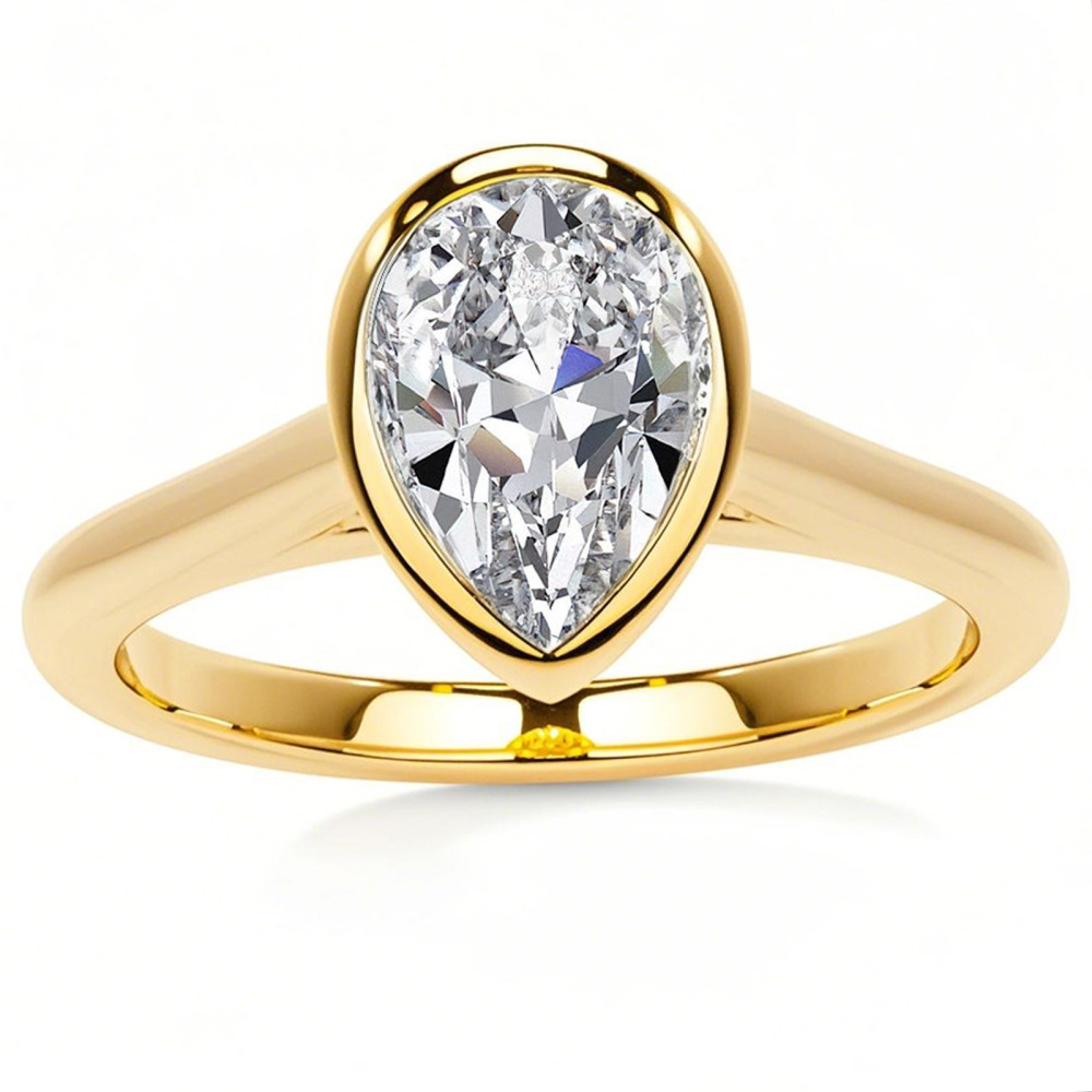 14K gouden peervormige solitaire moissanite verlovingsring-1
