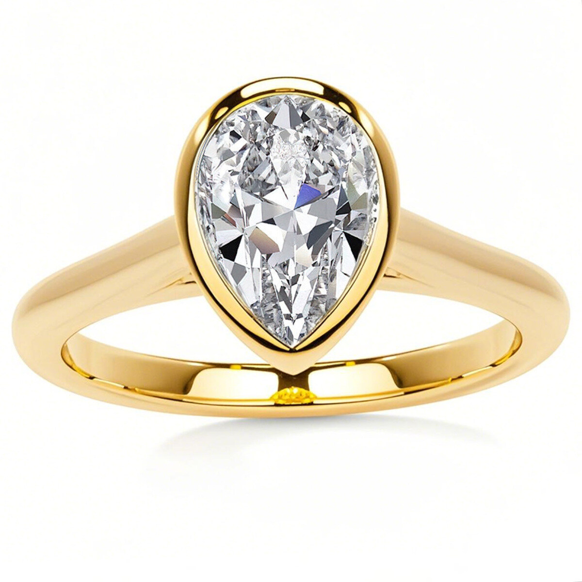 Anillo de compromiso solitario de moissanita con corte de pera en oro de 18 quilates-1