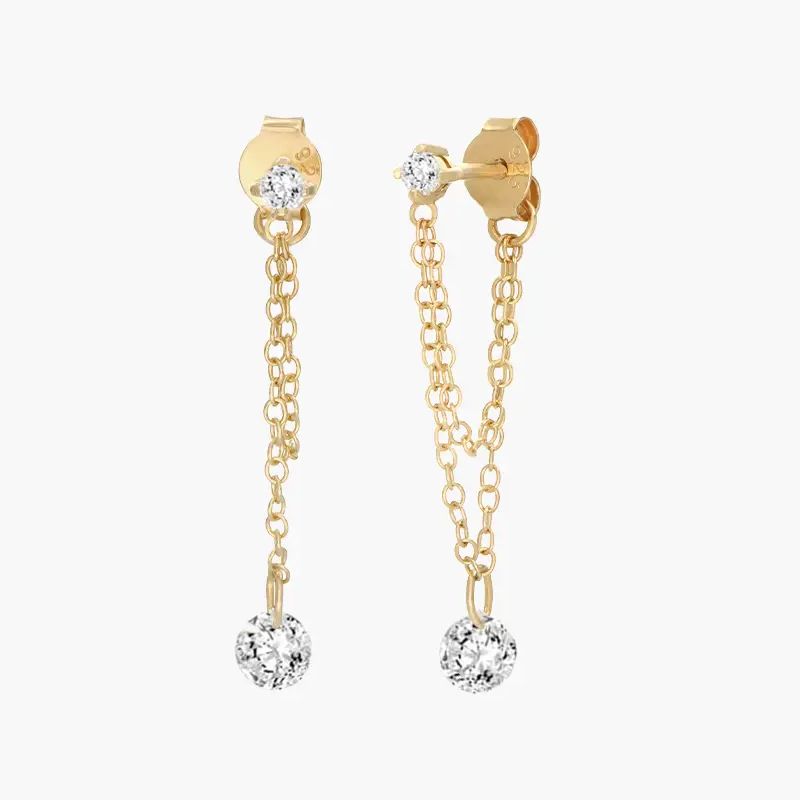 Gold Vermeil Pear Cubic Zirconia Drop Earrings for Women-1