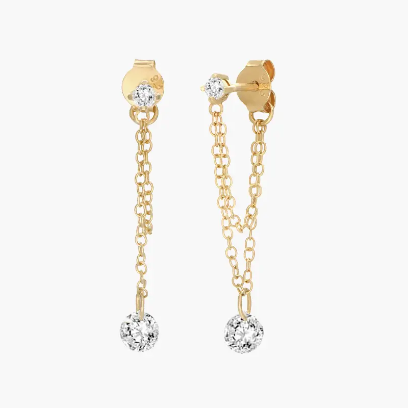 14K Gold Pear Cubic Zirconia Drop Earrings for Women-1