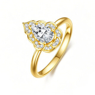 10K Gold Pear Shaped Moissanite Wedding Ring-28