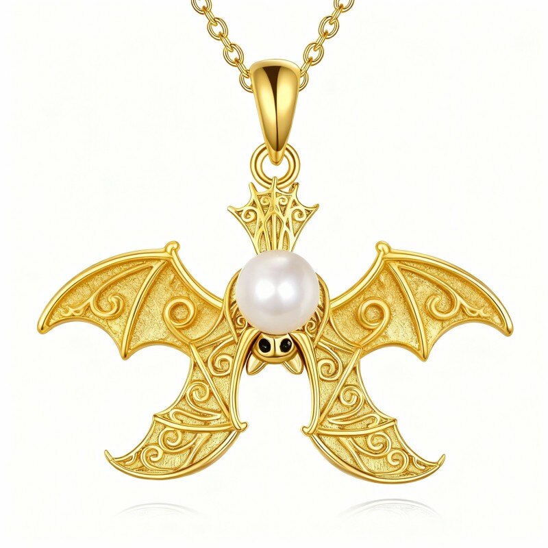 Colar com pendente de morcego em ouro 18K e pérola-1