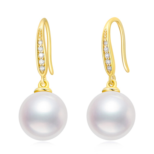 10K Gold Pearl Bead Drop Earrings