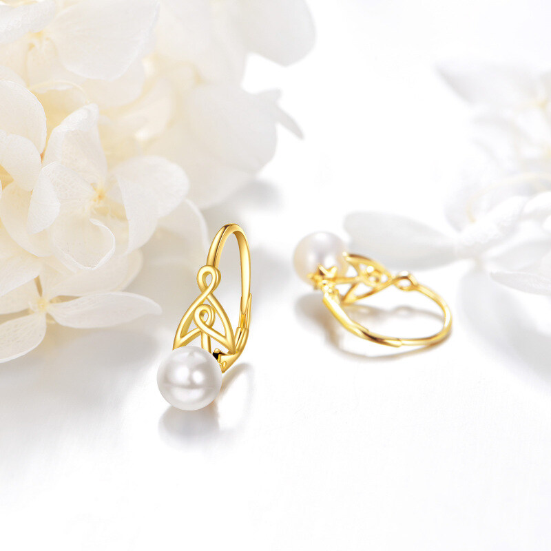 Orecchini a cerchio con nodo celtico in oro bianco 10K-3