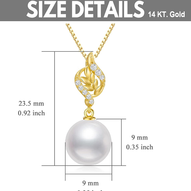 Gold Vermeil Pearl Leaves Necklace for Women-4