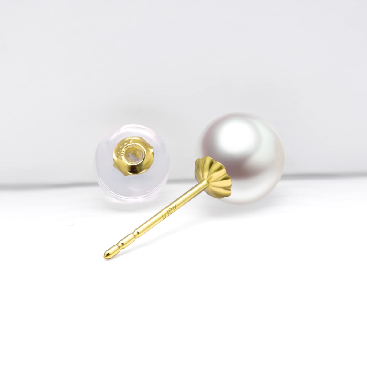 10K Gold Pearl Stud Earrings-4