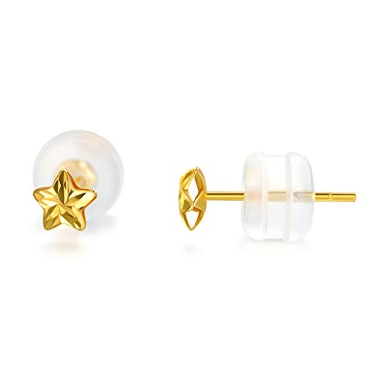 10K Gold Pentagram Stud Earrings-1