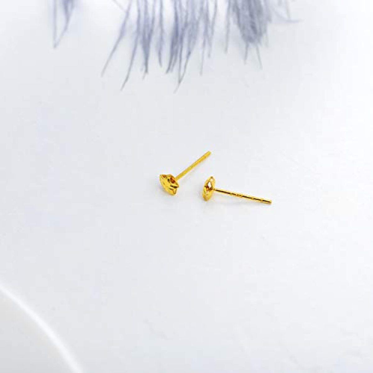 14K Gold Pentagram Stud Earrings-3