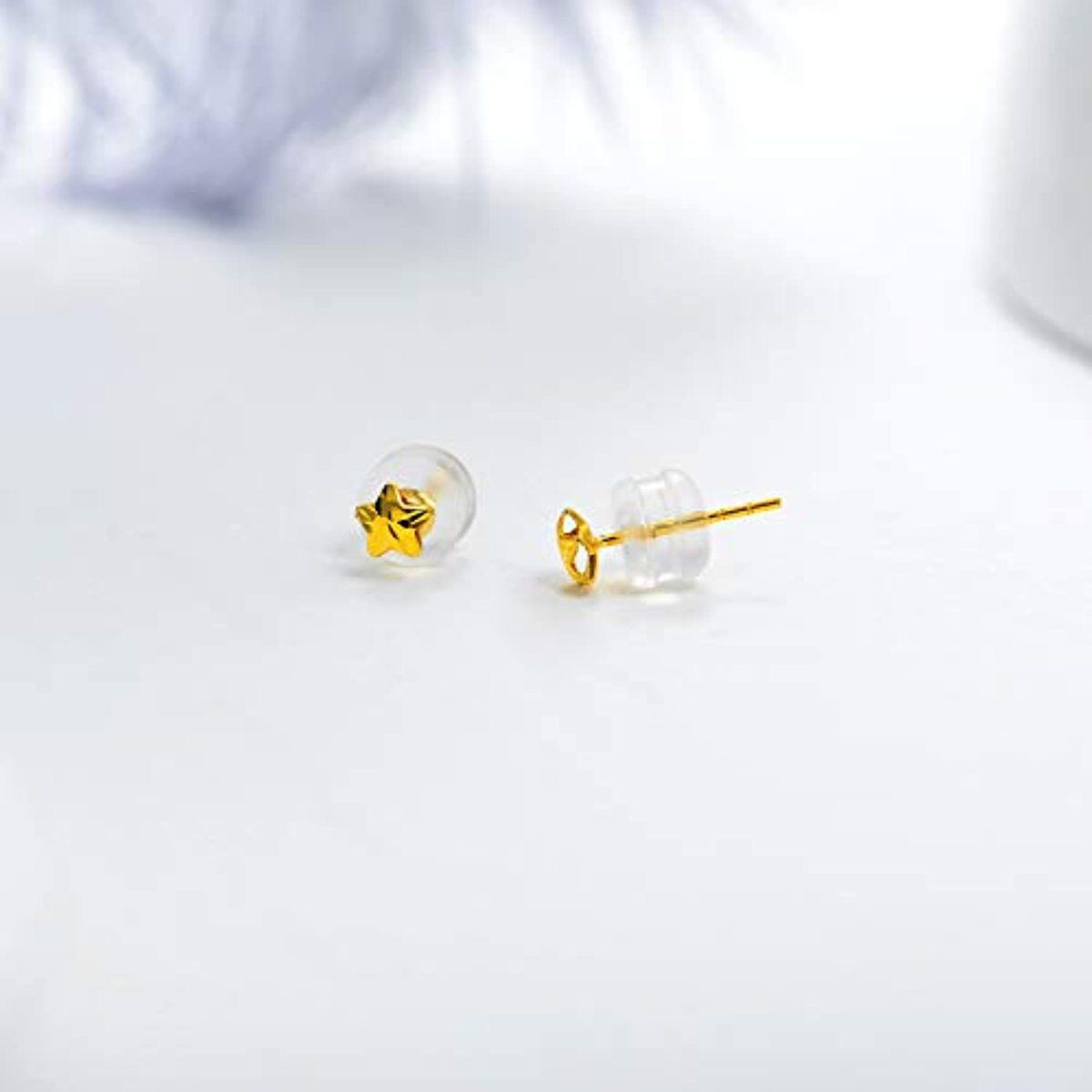 Boucles d'oreilles à tige en or 18 carats avec pentagramme-4