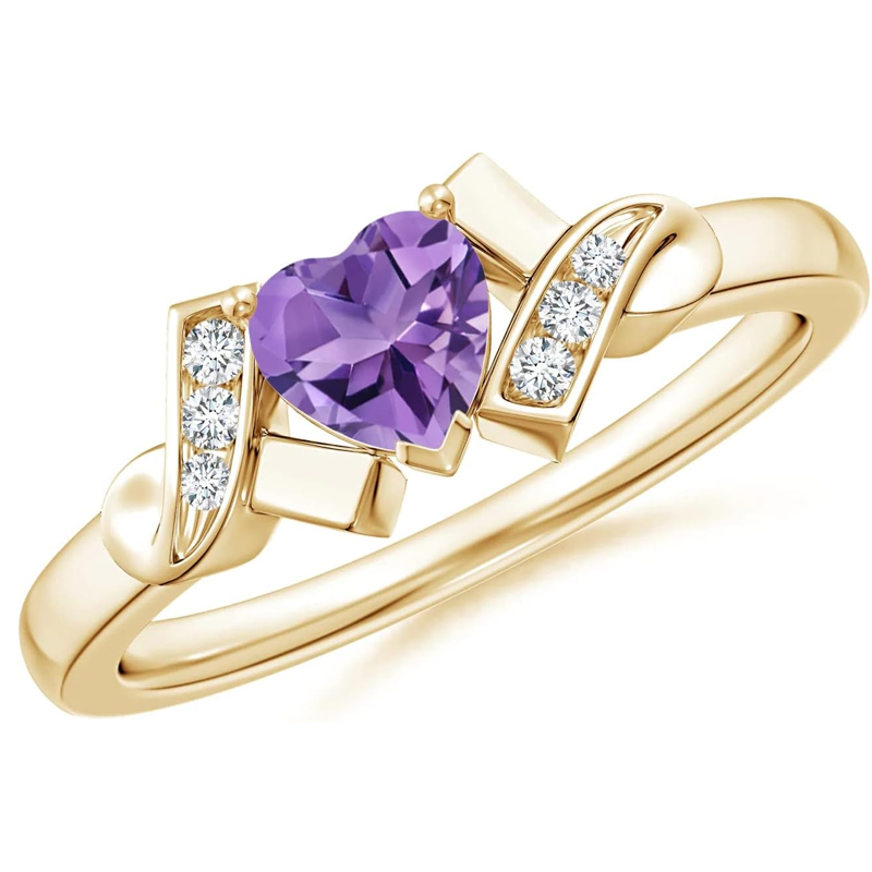 Gold Vermeil Personalized Birthstone & Bow Heart Ring for Women-1