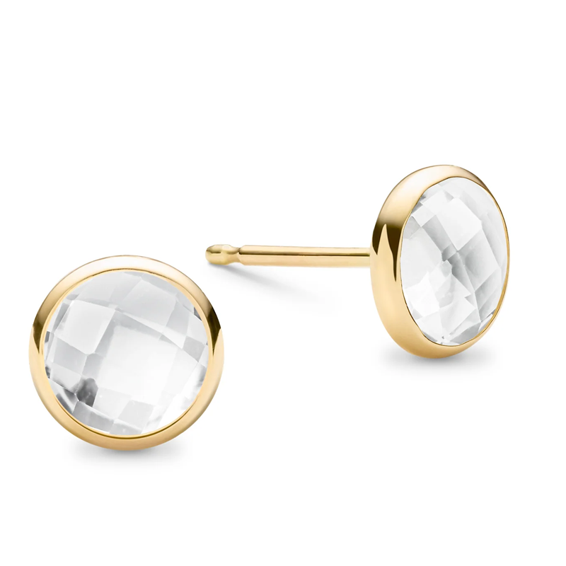 Gold Vermeil Personalized Birthstone Circle Stud Earrings for Women-1