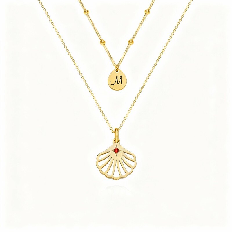 Collar de oro de 10 quilates con circonita cúbica, piedra natal personalizada y grabado personalizado.-1