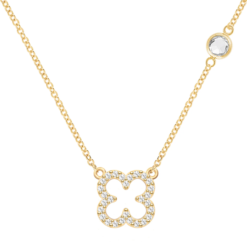 Gold Vermeil Cubic Zirconia Personalized Birthstone Flowers Necklace for Women-1