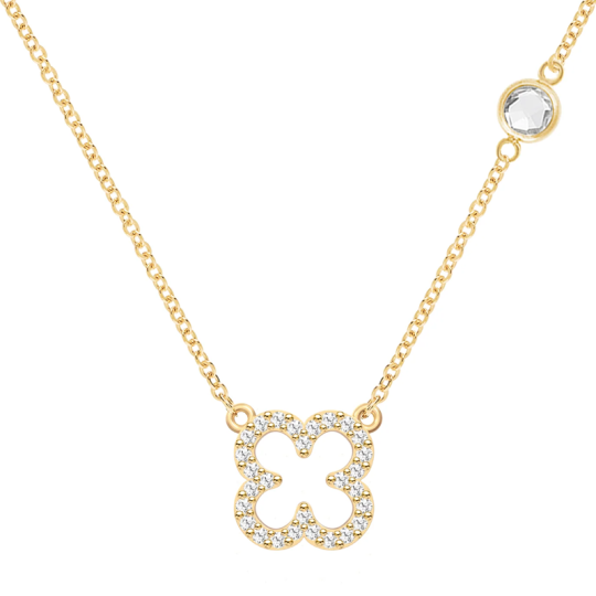 Gouden Vermeil Cubic Zirconia Gepersonaliseerde Geboortesteen Bloemen Ketting voor Vrouwen