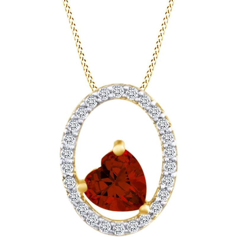 Gold Vermeil Personalized Birthstone & Heart Necklace for Women-1