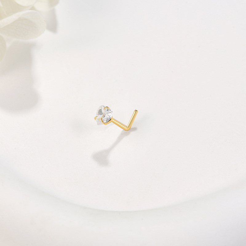 Anillo nasal personalizado con piedra natal y corazón, de oro blanco de 10 quilates con circonita cúbica y circonita cúbica.-4