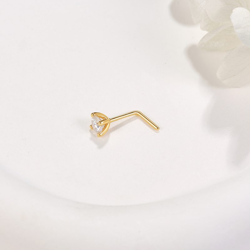 Anillo nasal personalizado con piedra natal y corazón, de oro blanco de 10 quilates con circonita cúbica y circonita cúbica.-5