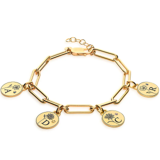 Gold Vermeil Personalized Birthstone & Initial Charm Bracelet for Women-17