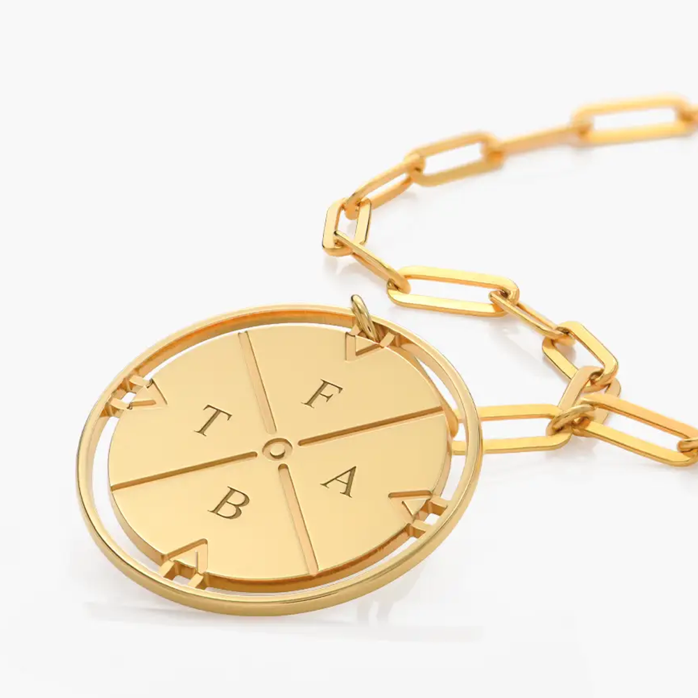 Gold Vermeil Personalized Birthstone initial Compass Bracelet for Women Men-3