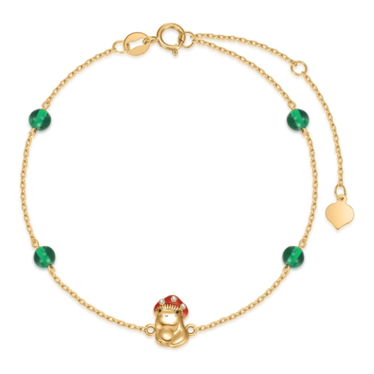 Pulsera personalizada Vemeil con dije de hongo y piedra natal para mujer en oro