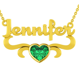 Gold Vermeil Personalized Birthstone Name Plated Heart Necklace for Women Men-8