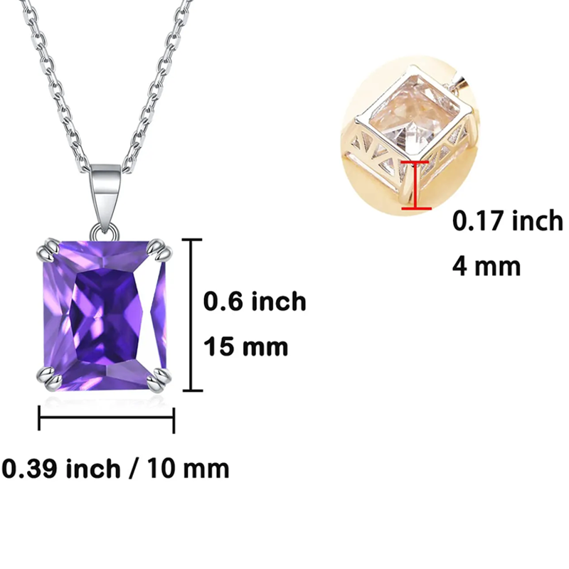 Colar com pingente de pedra de nascimento personalizada com zircônia cúbica de ouro 10K-4
