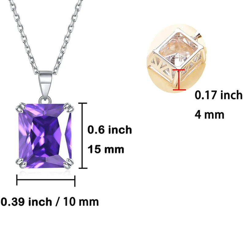 10K Gold Cubic Zirconia Personalized Birthstone Pendant Necklace-4