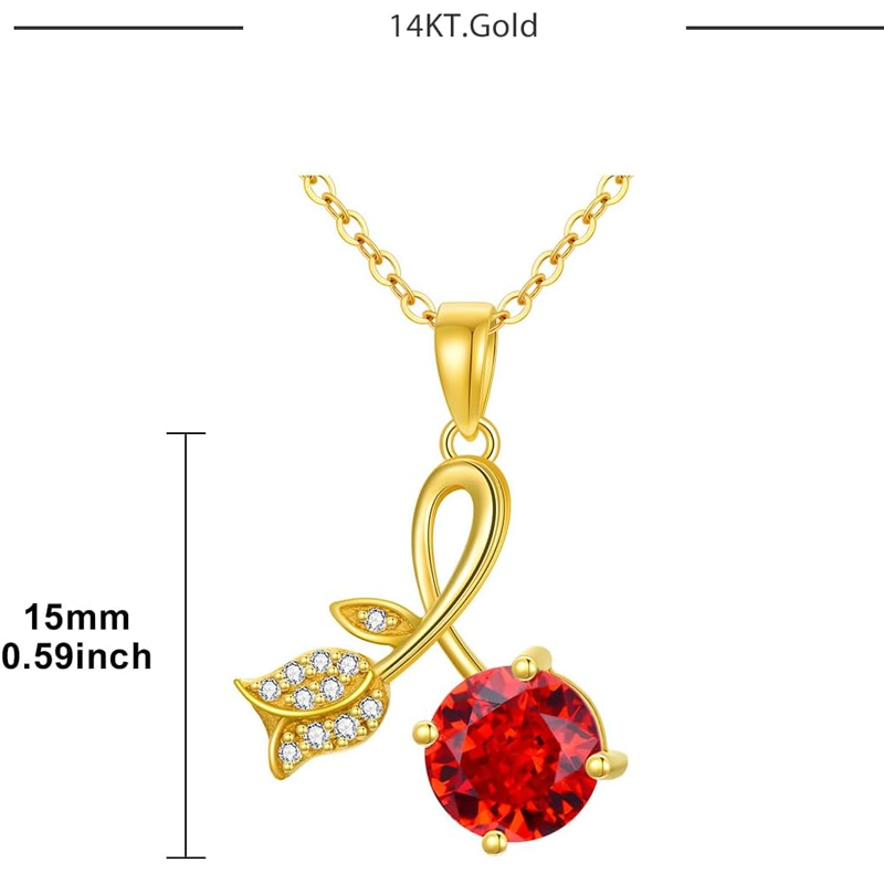 Gold Vermeil Personalized Birthstone Rose Necklace for Women-4