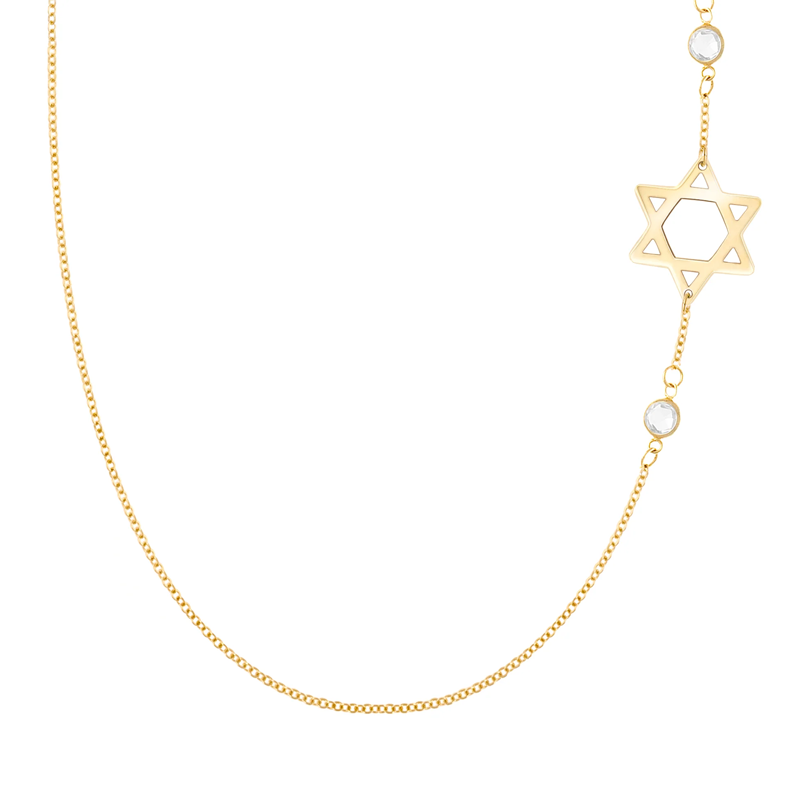 Gold Vermeil Personalized Birthstone & Star Of David Necklace for Women-1