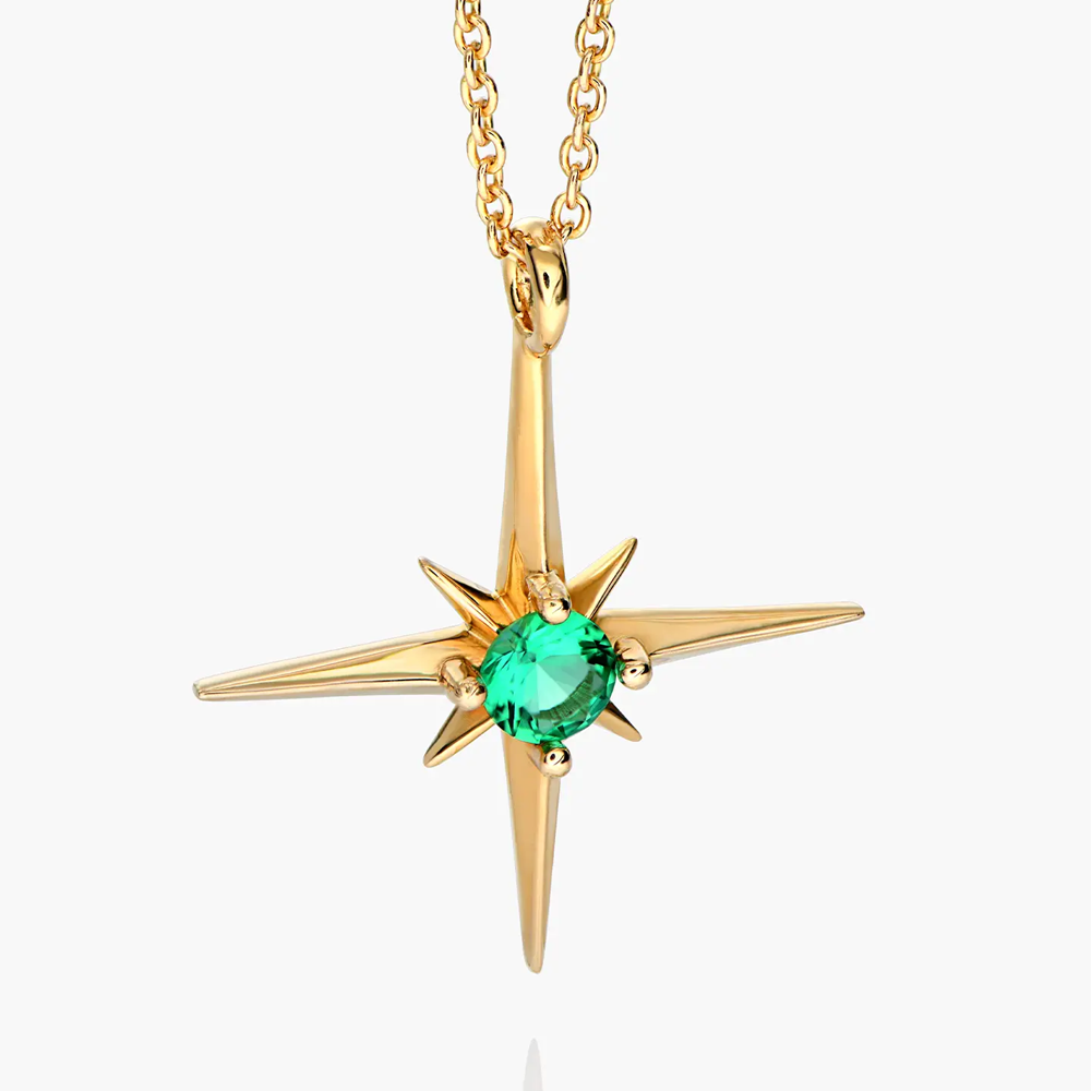 Gold Vermeil Personalized Birthstone Star Necklace for Women Men-1