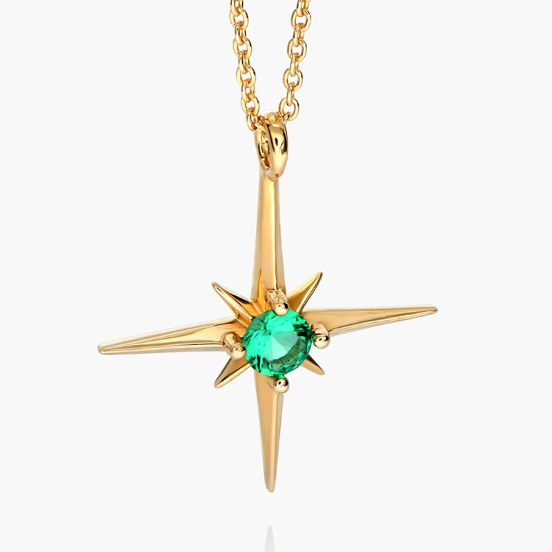Gold Vermeil Personalized Birthstone Star Necklace for Women Men-15