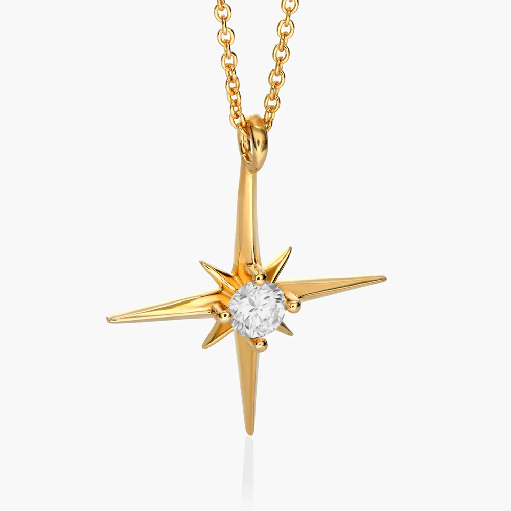 Gold Vermeil Personalized Birthstone Star Necklace for Women Men-4